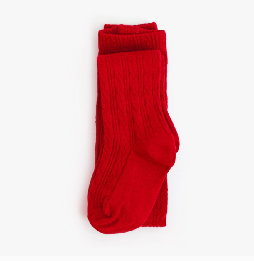 Bright Red Cable Knit Tights