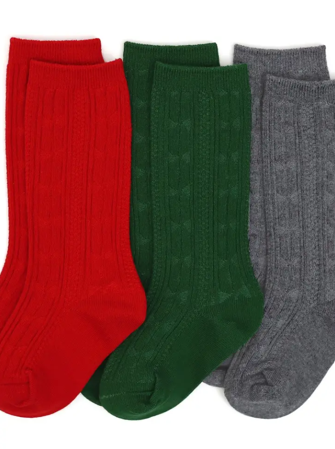 Christmas Cable Knit Knee High Sock 3-Pack