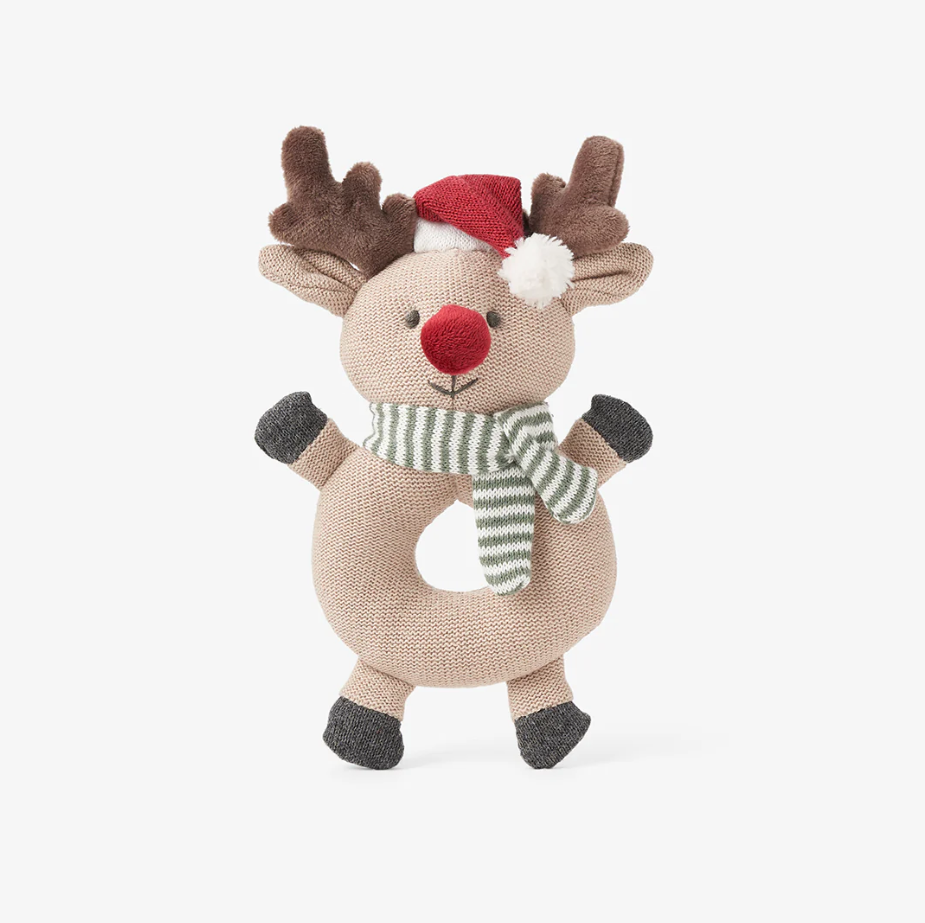 Reindeer Knit Ring Rattle