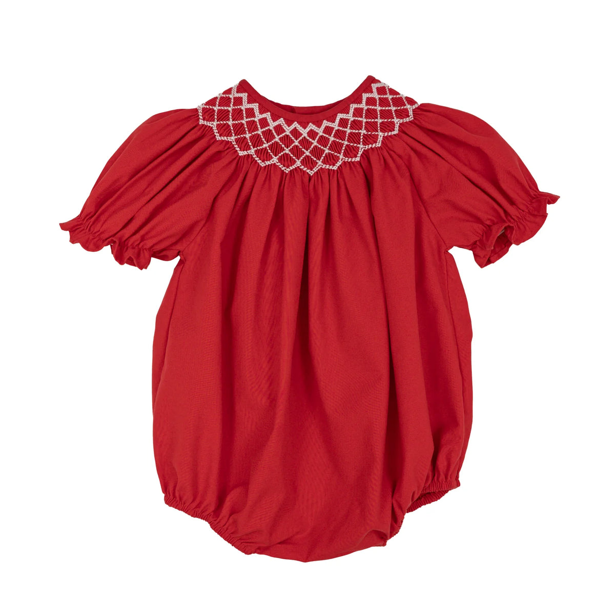 Catherine Smocked Bubble W/ White Pearl | Red
