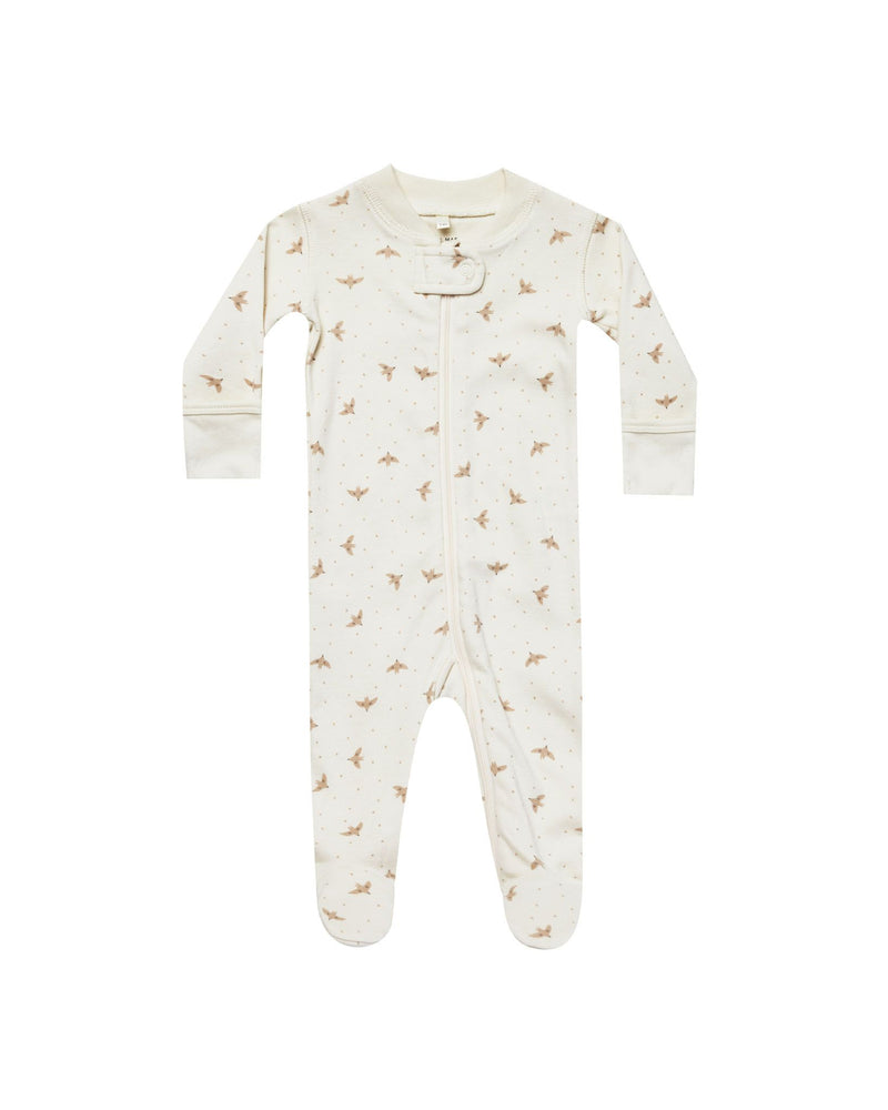 zip long sleeve sleeper footie - doves