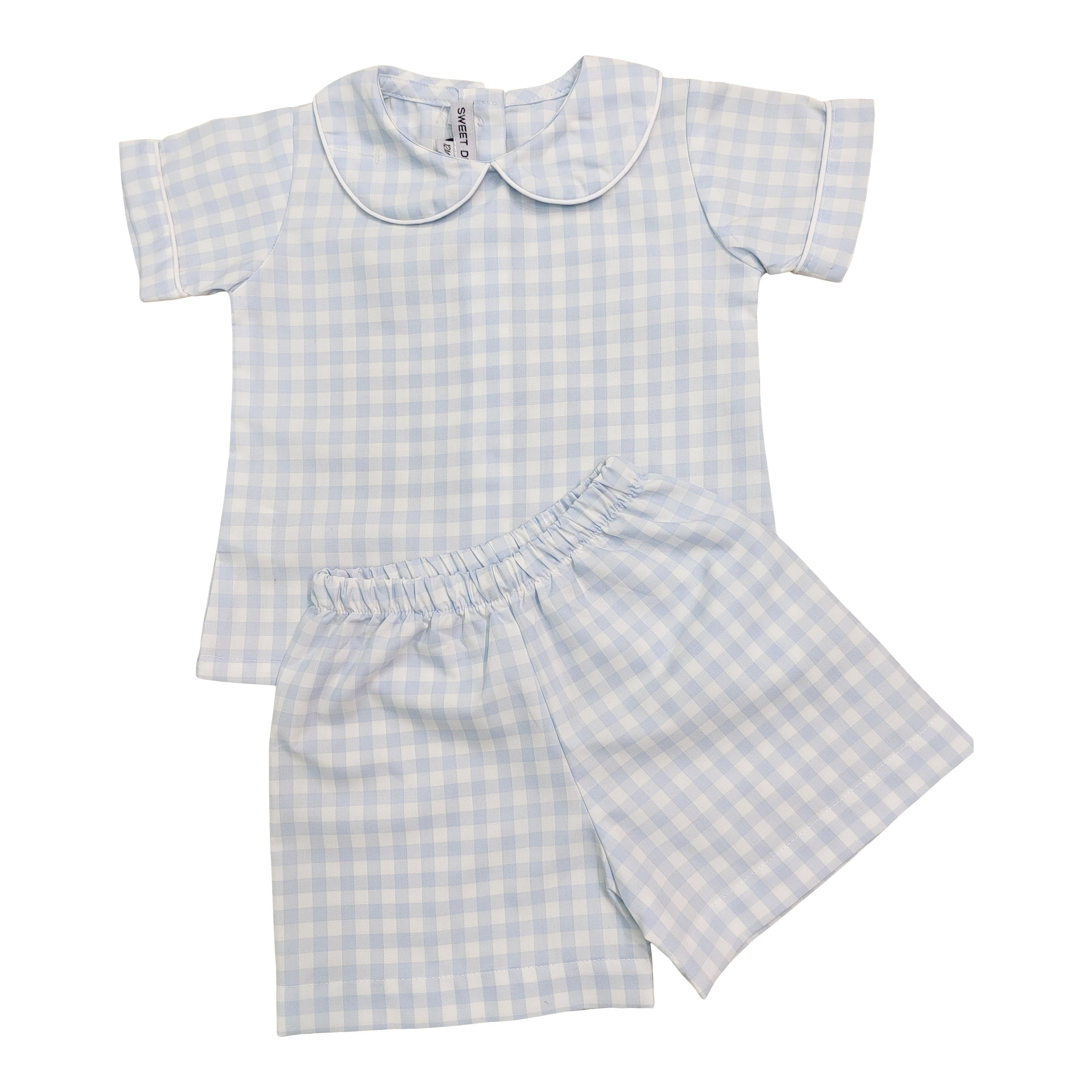 Light Blue Gingham Short Set