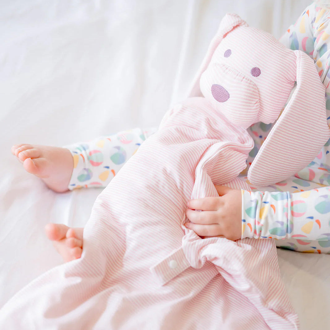 Pink Dog Lovey + Paci Clip Holder
