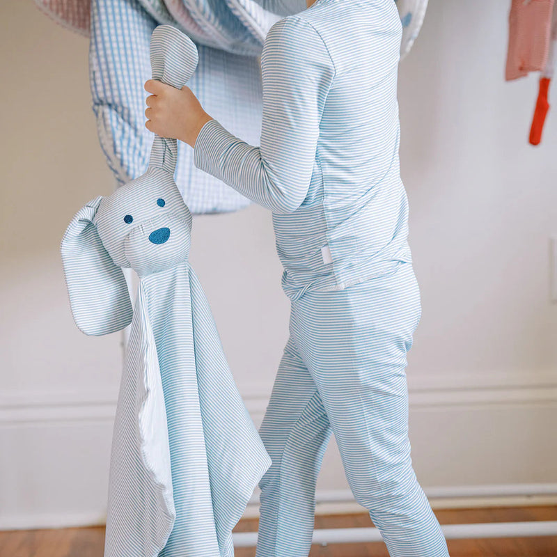 Dusty Blue Dog Lovey + Paci Clip Holder