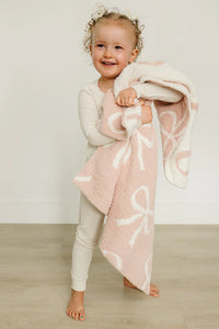 Pink Bow Plush Blanket