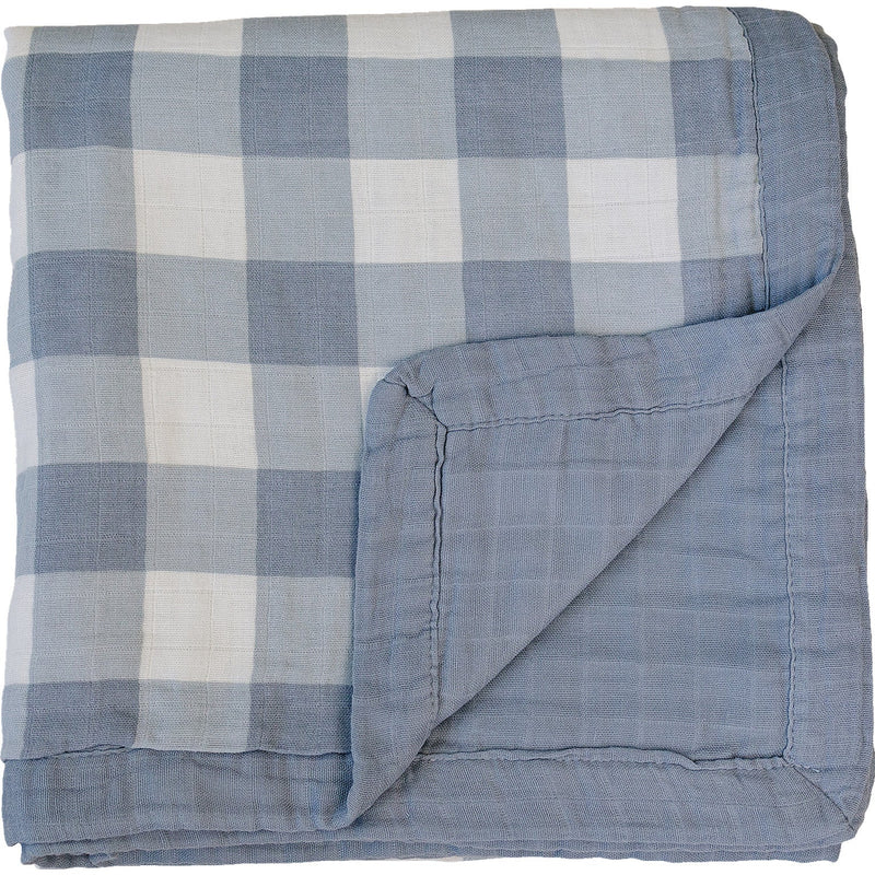 Dusty Blue Gingham Muslin Quilt