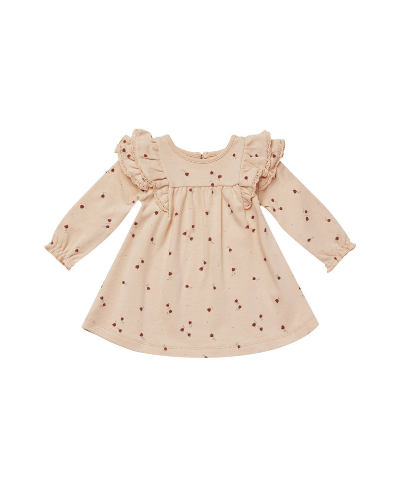 long sleeve flutter dress - tulips