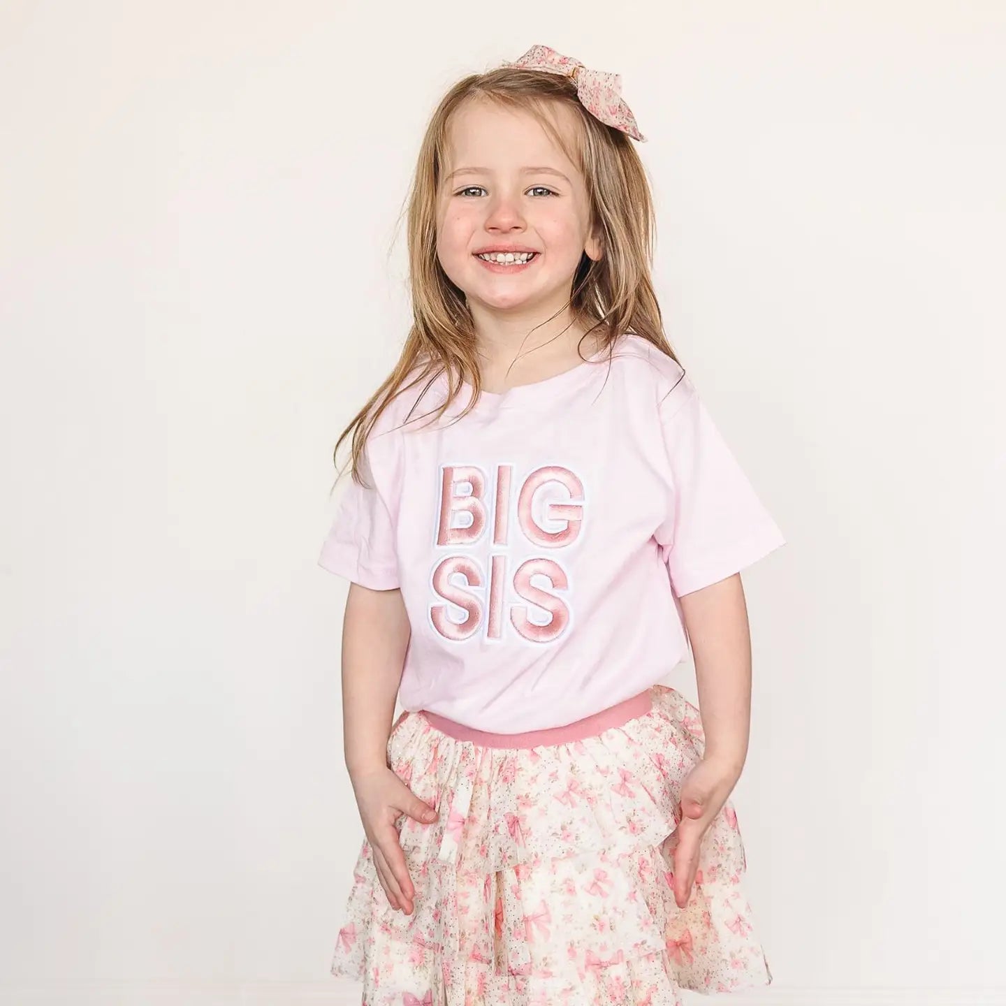 Big Sis Embroidered Patch Short Sleeve T-Shirt