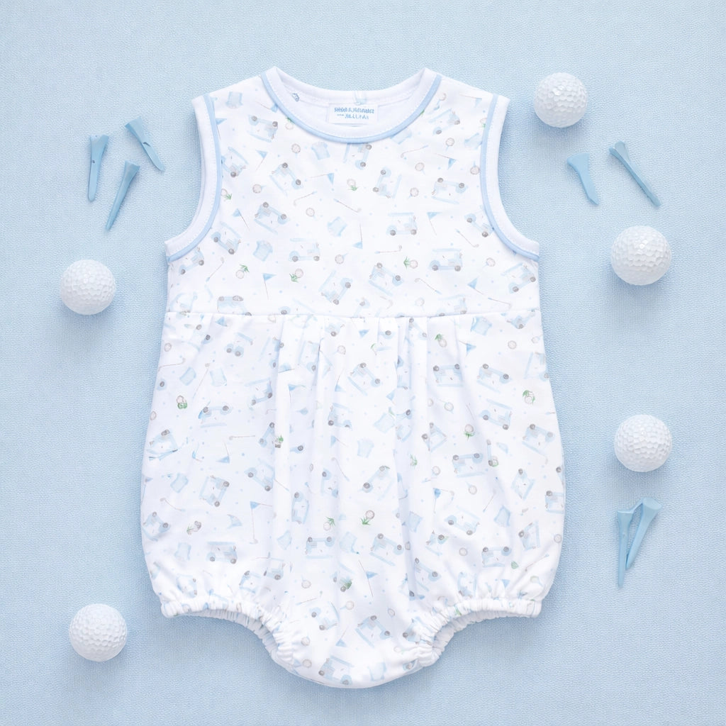 Little Golfer Print Bubble - Blue