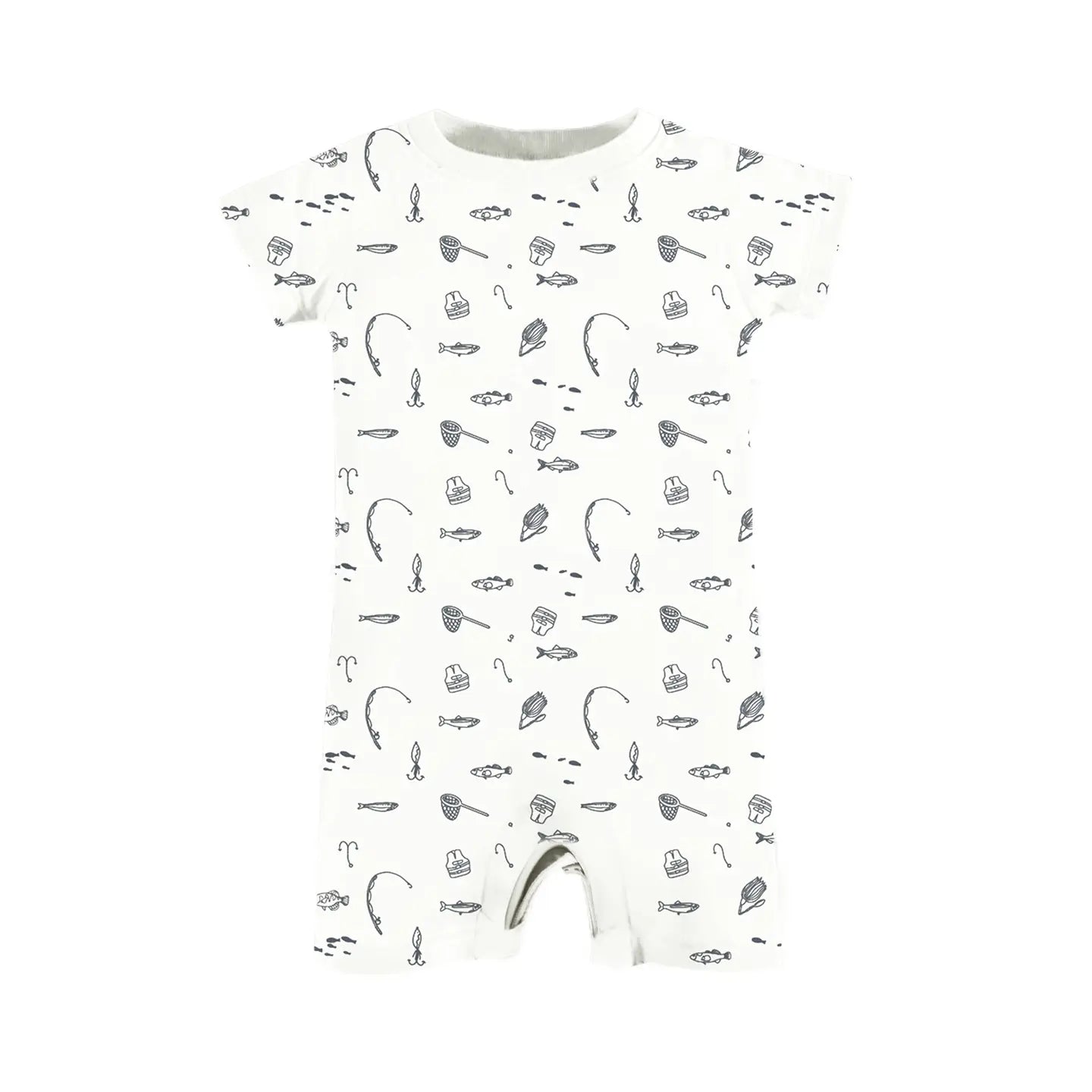 Cotton Shortie Romper - Fishing