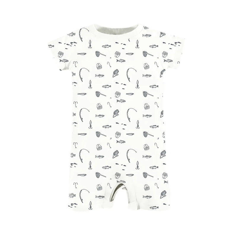 Cotton Shortie Romper - Fishing