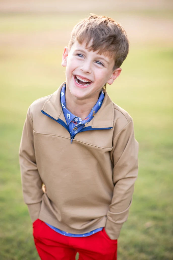 Khaki 1/4 Zip Pullover