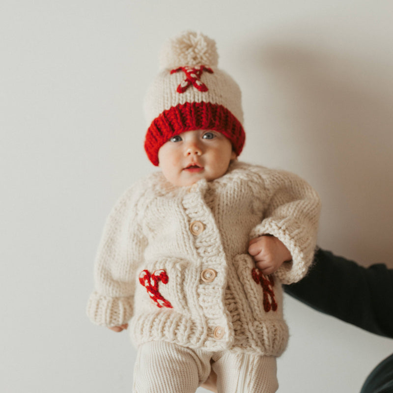 Candy Cane Beanie Hat: 0-6 months