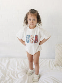 USA Daisy Oversized Romper | White