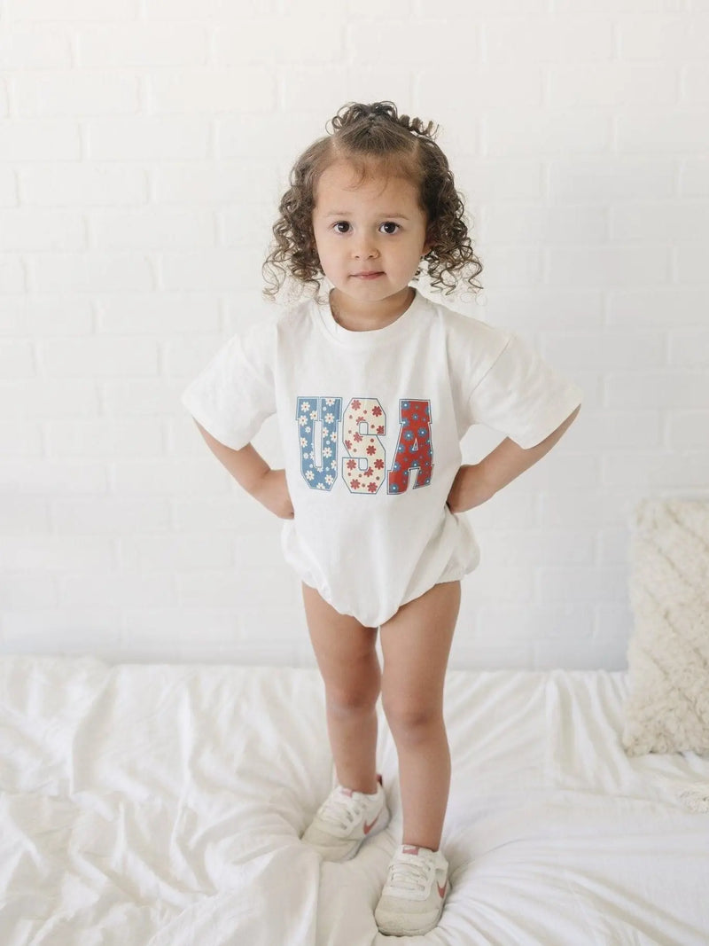 USA Daisy Oversized Romper | White