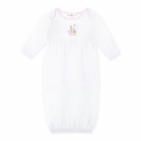 Noah's Ark Hand-Embroidered Gathered Gown - Pink