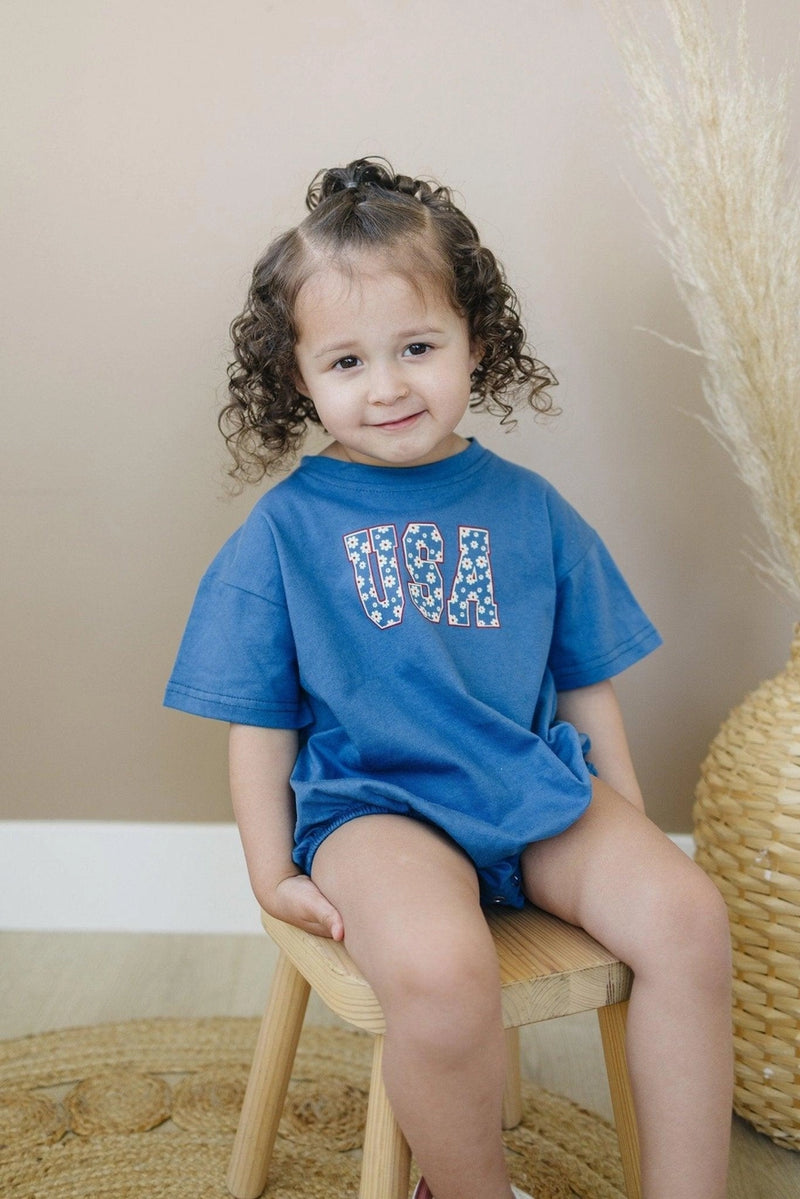 USA Daisy Oversized Romper | Blue