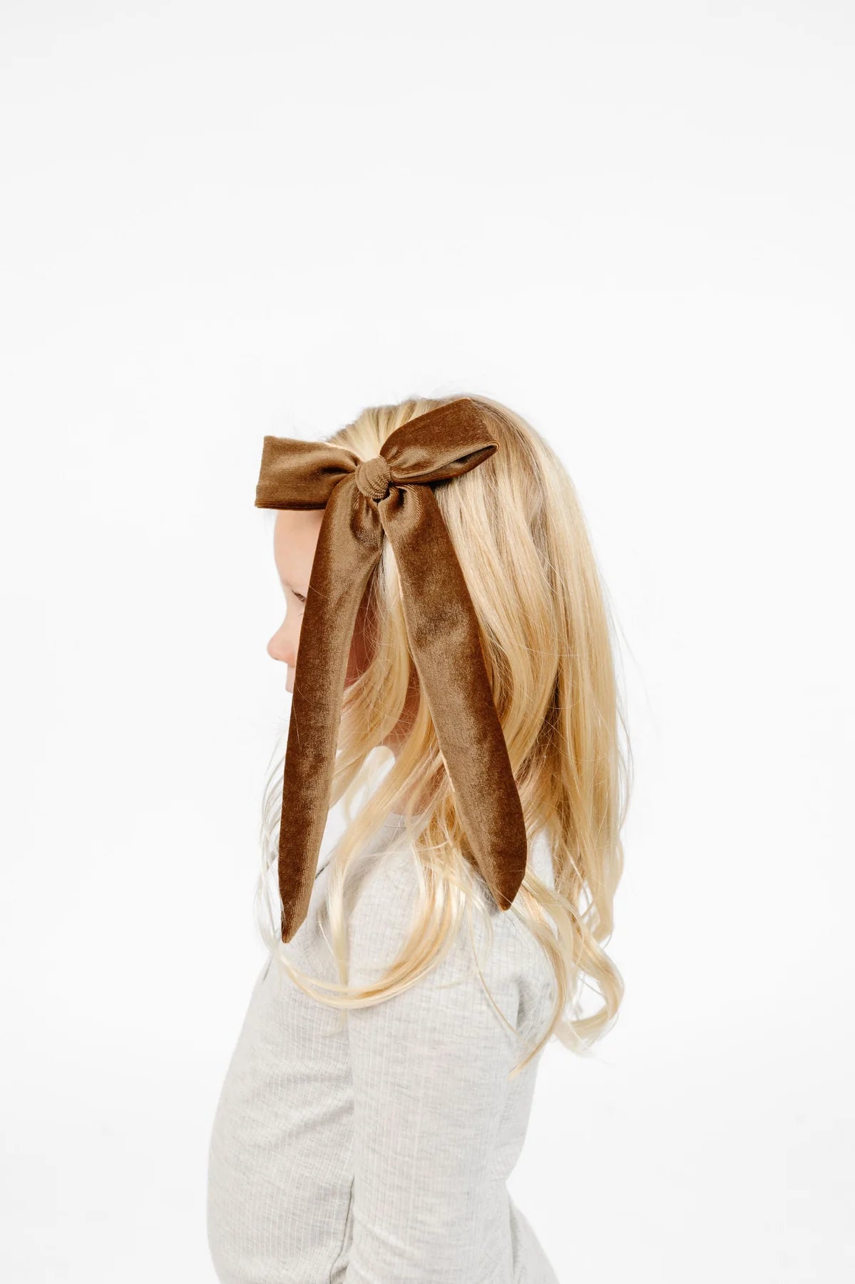 Velvet Sash - Cinnamon Bow Clip