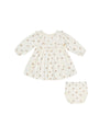 long sleeve ruffle v dress - rose fleur