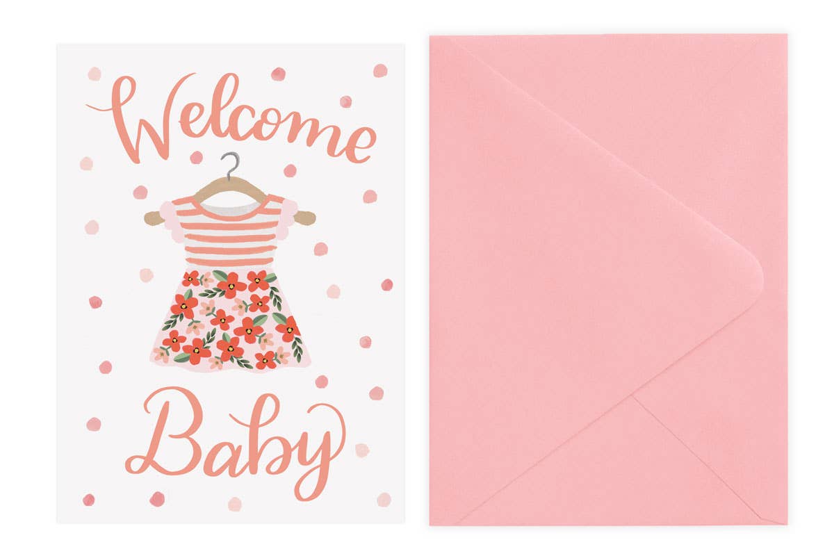 Welcome Baby Card - Pink