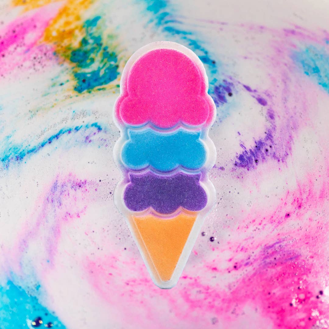 Bath Bomb Hand Painted Color Burst - Ice Cream Cone