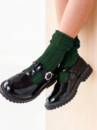 Lace Bobby Socks - Forest Green