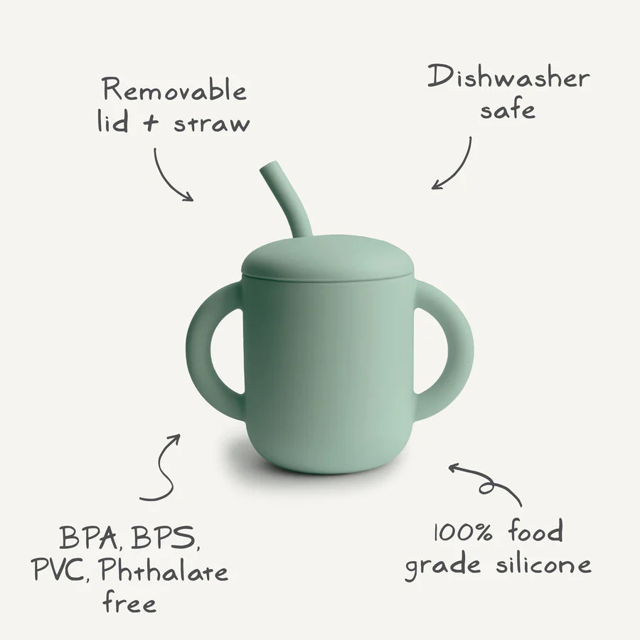 Silicone Training Cup + Straw | Lilac Flowers
