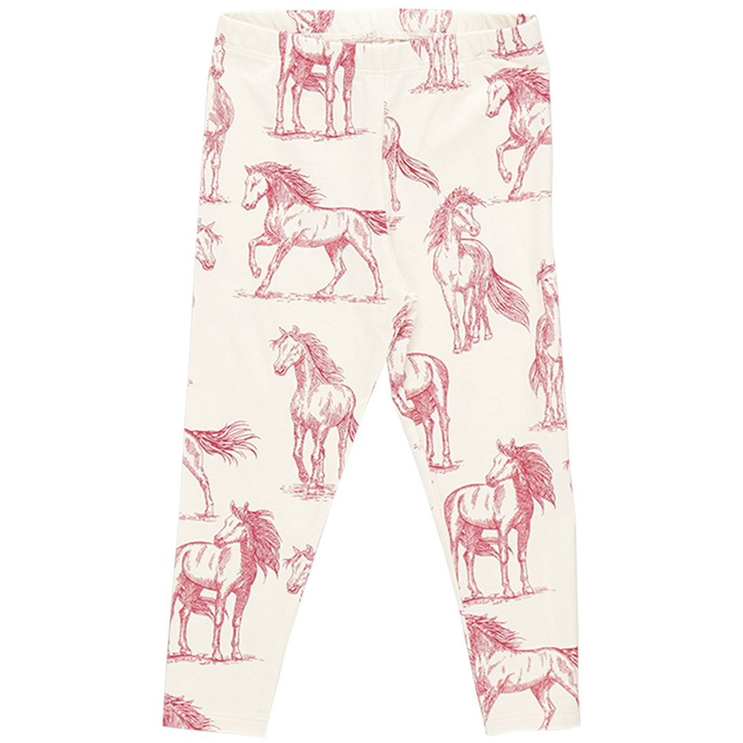 Girls Organic Legging - Vintage Rose Horses