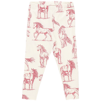 Girls Organic Legging - Vintage Rose Horses
