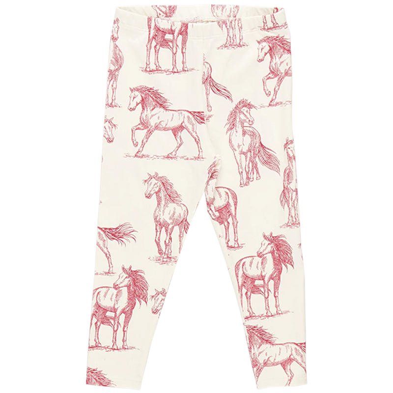 Girls Organic Legging - Vintage Rose Horses