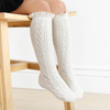 Heathered Ivory Fancy Lace Top Knee High Socks