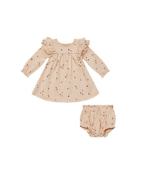 long sleeve flutter dress - tulips