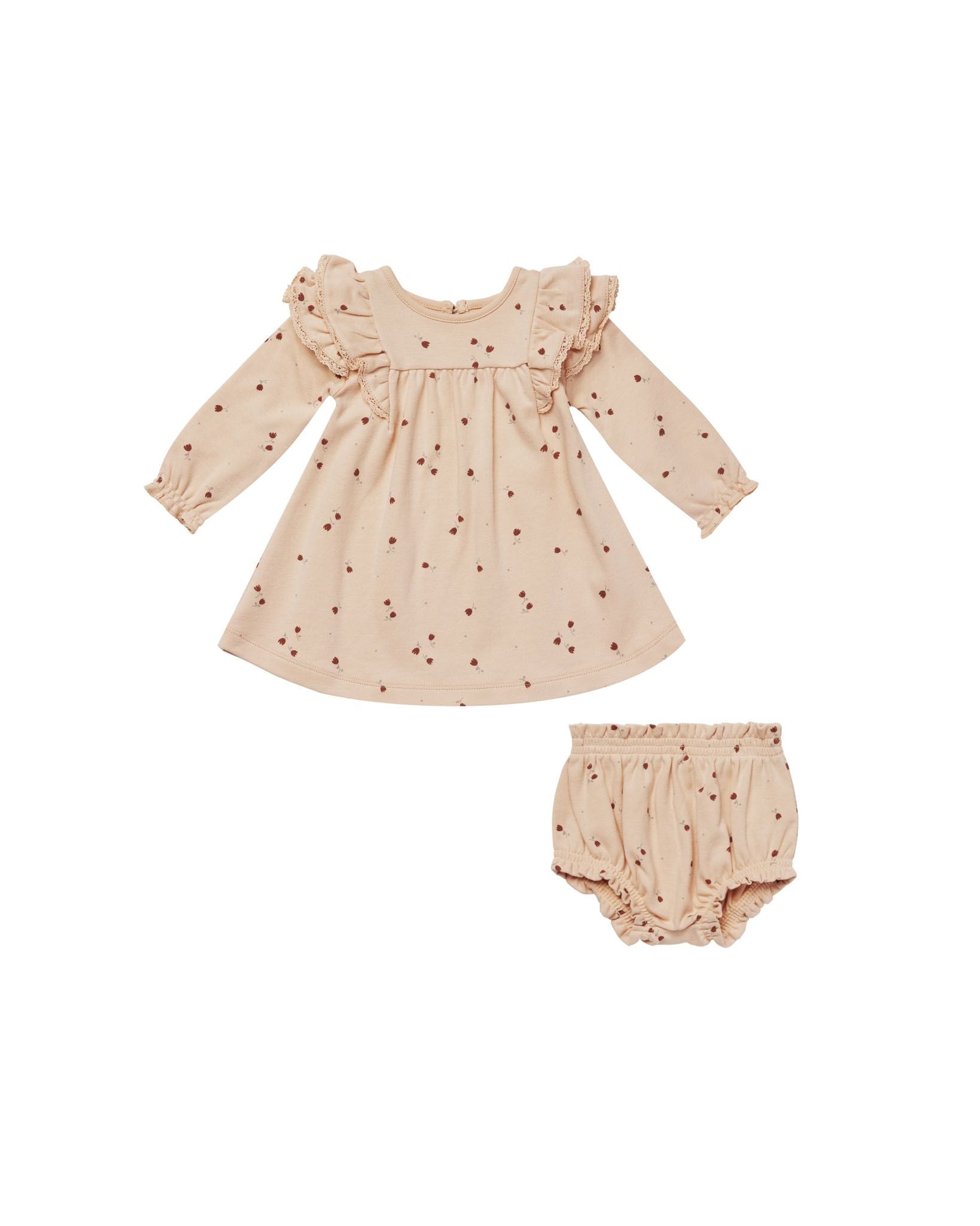 long sleeve flutter dress - tulips