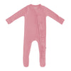 Ribbed Ruffle Zipper Footie - Apple Blossom