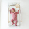 Ribbed Ruffle Zipper Footie - Apple Blossom