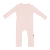 Ribbed Zipper Romper - Blush