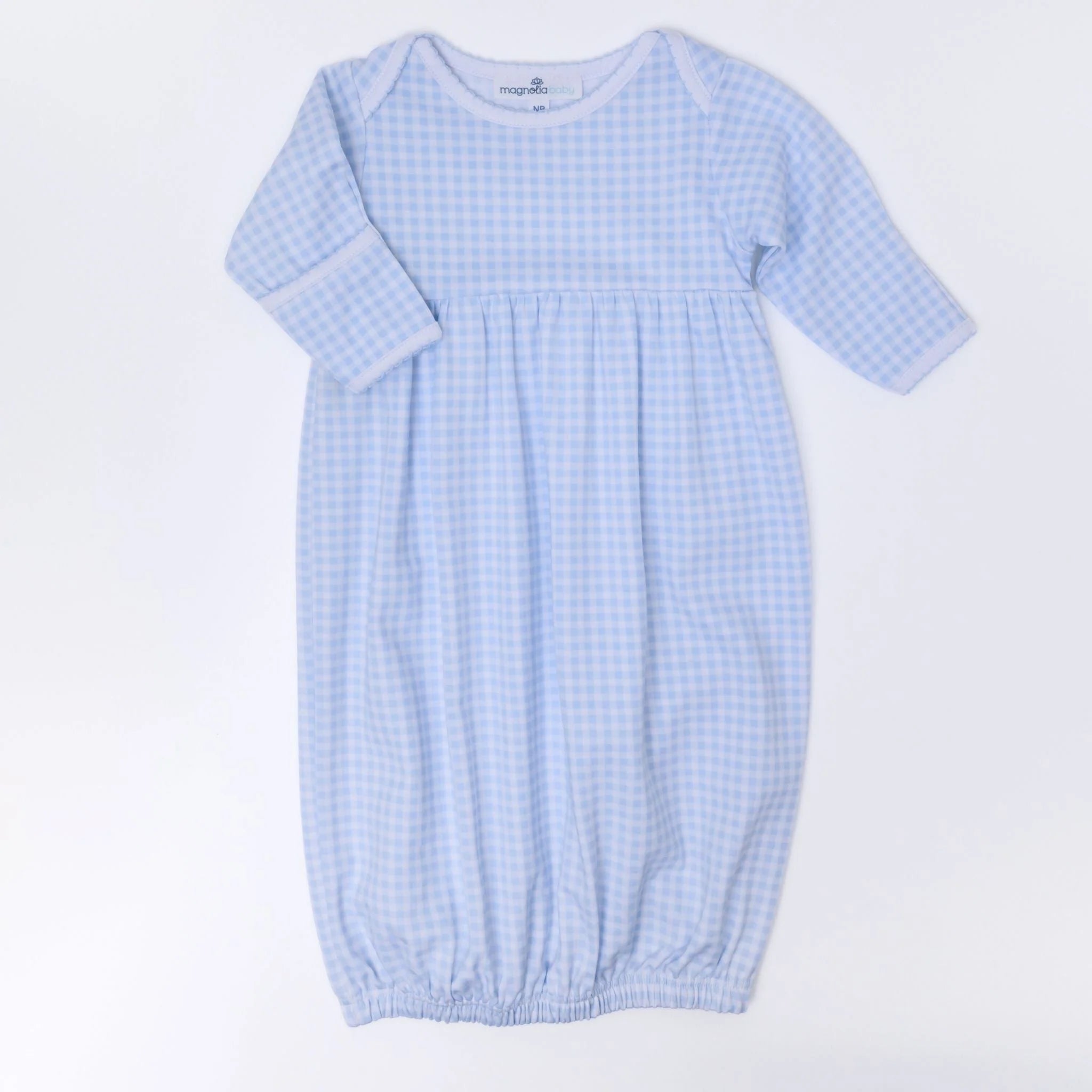 Mini Checks Gown | Light Blue