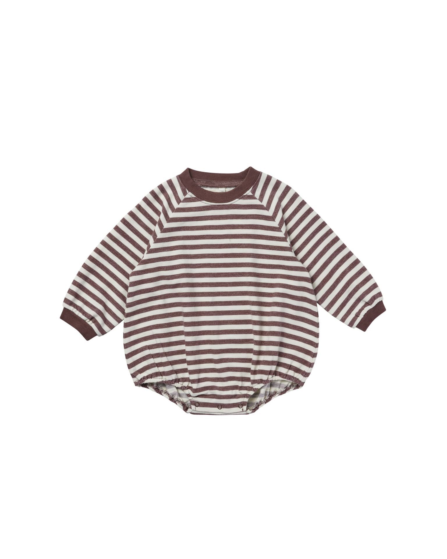 Crew Neck Romper - Plum Stripe