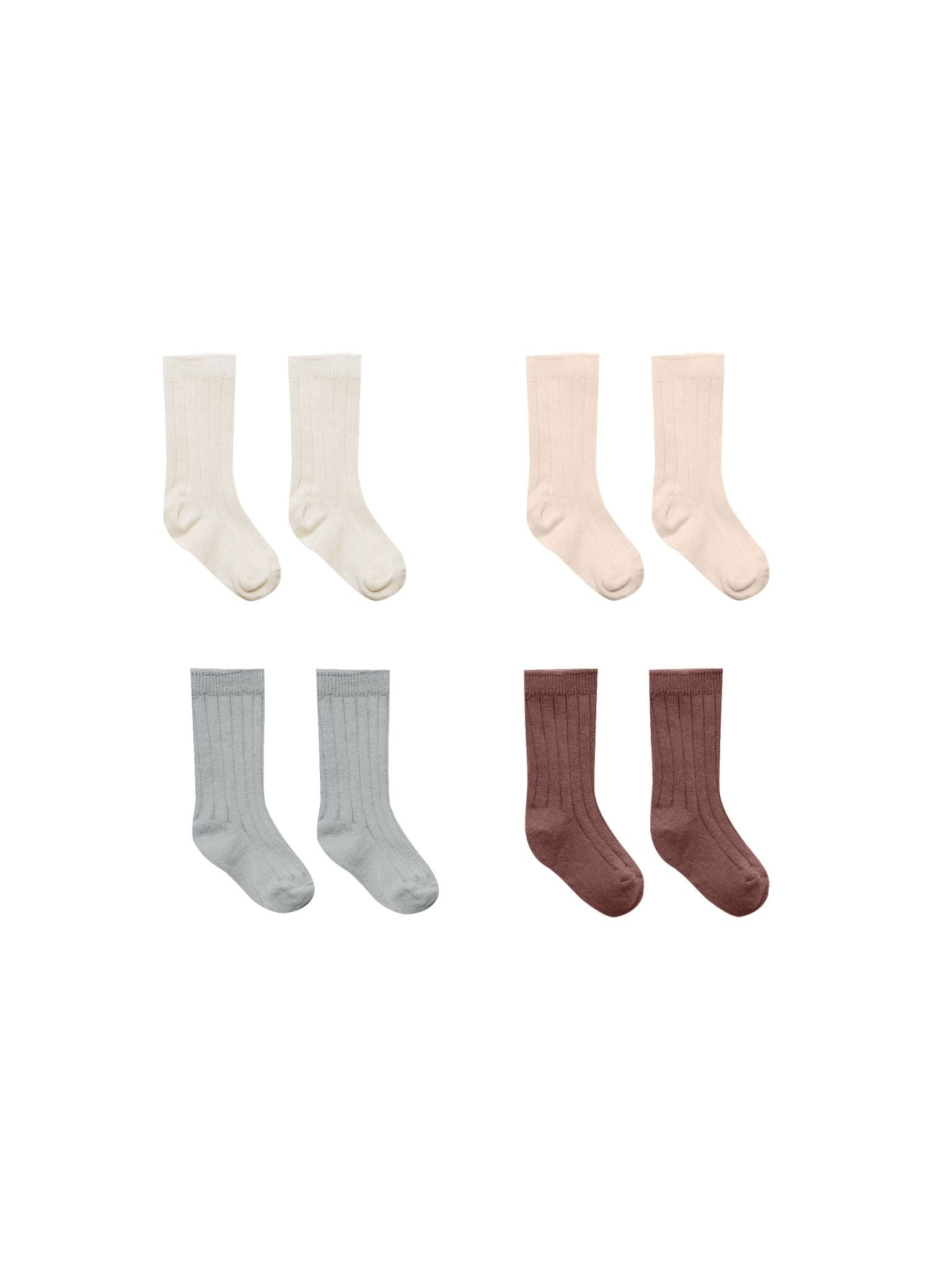 socks, set of 4 - ivory, shell, dusty blue, plum