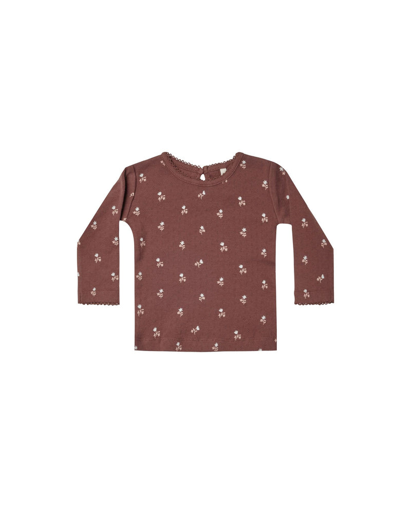 pointelle long sleeve tee - plum fleur