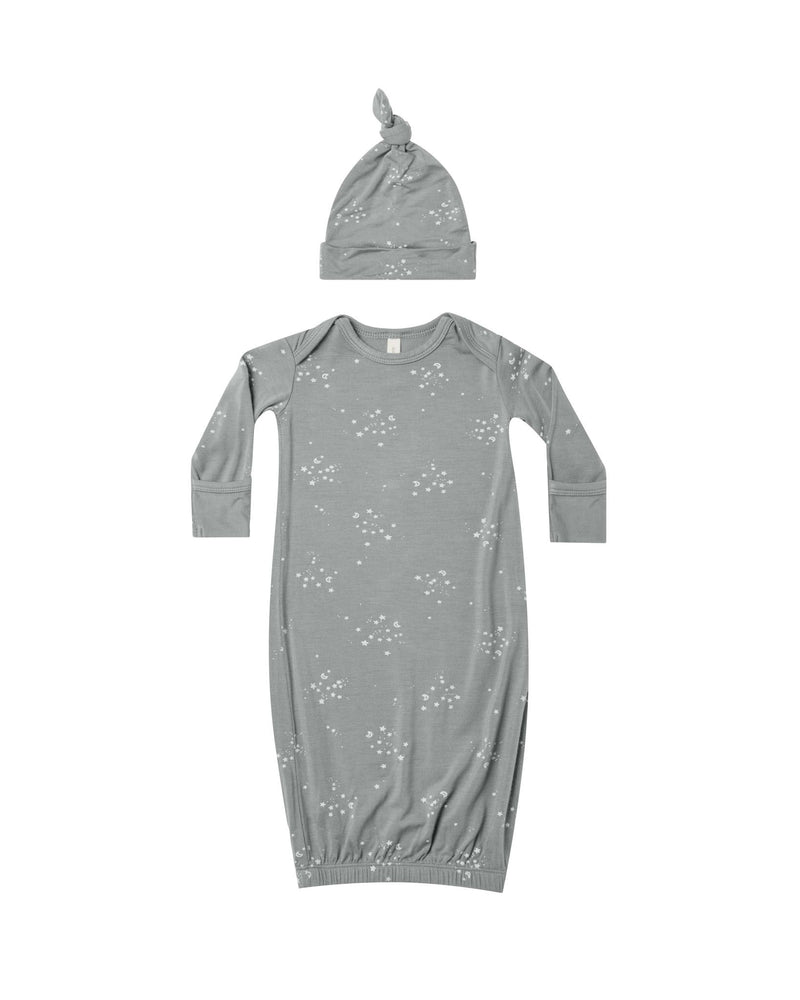 bamboo baby gown + hat - twinkle