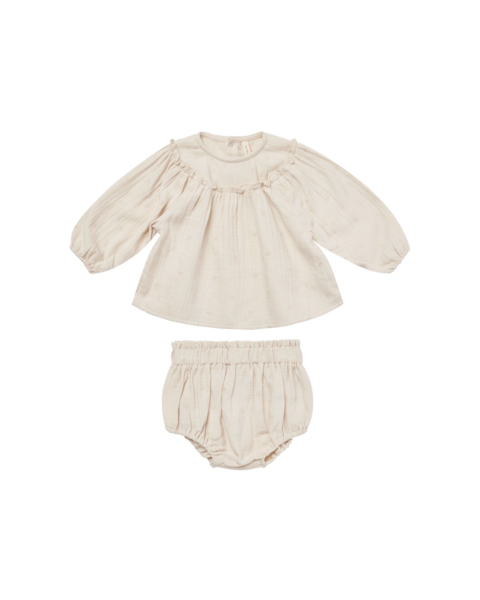 Balloon Sleeve Blouse + Bloomer Set | Daisy Embroidery