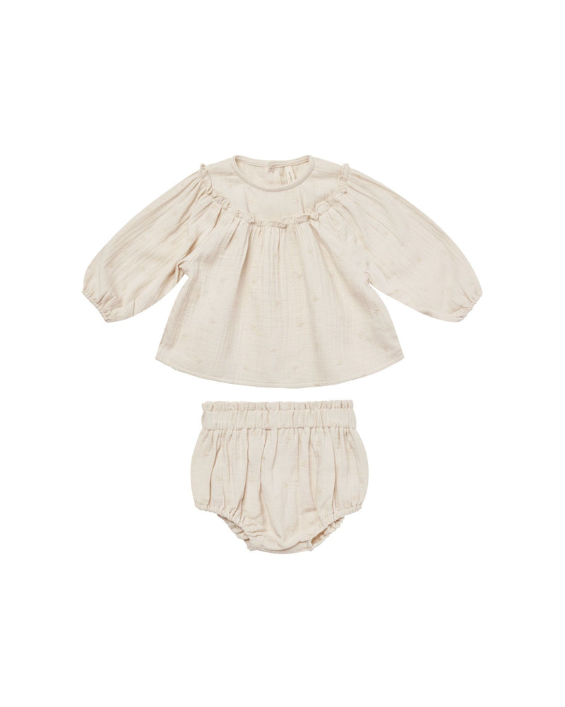 Balloon Sleeve Blouse + Bloomer Set | Daisy Embroidery