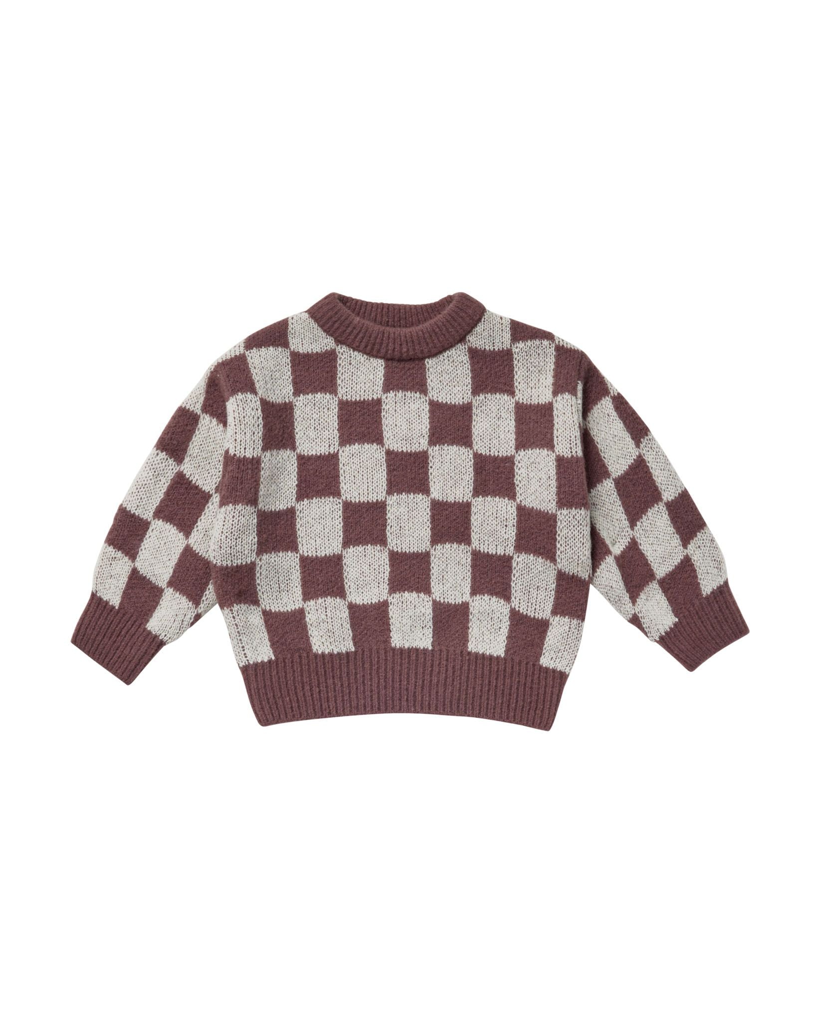 Knit Pullover - Plum Checker
