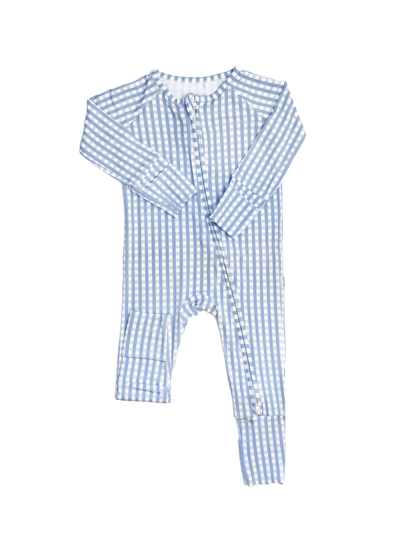 Sleep Romper - French Blue Gingham