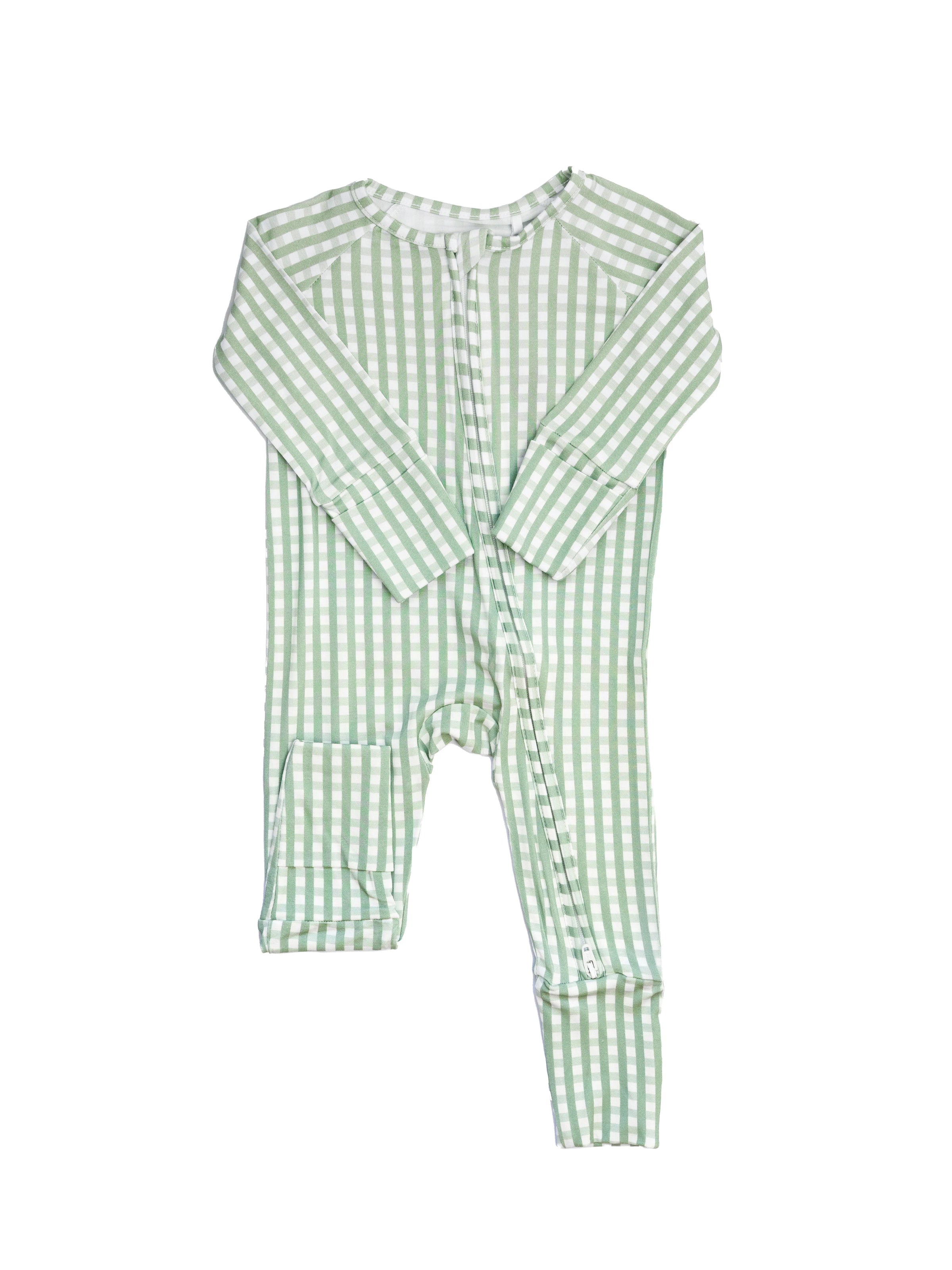 Sleep Romper - Sage Gingham