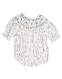 Ashley Blue/Yellow Floral Smocked Bubble