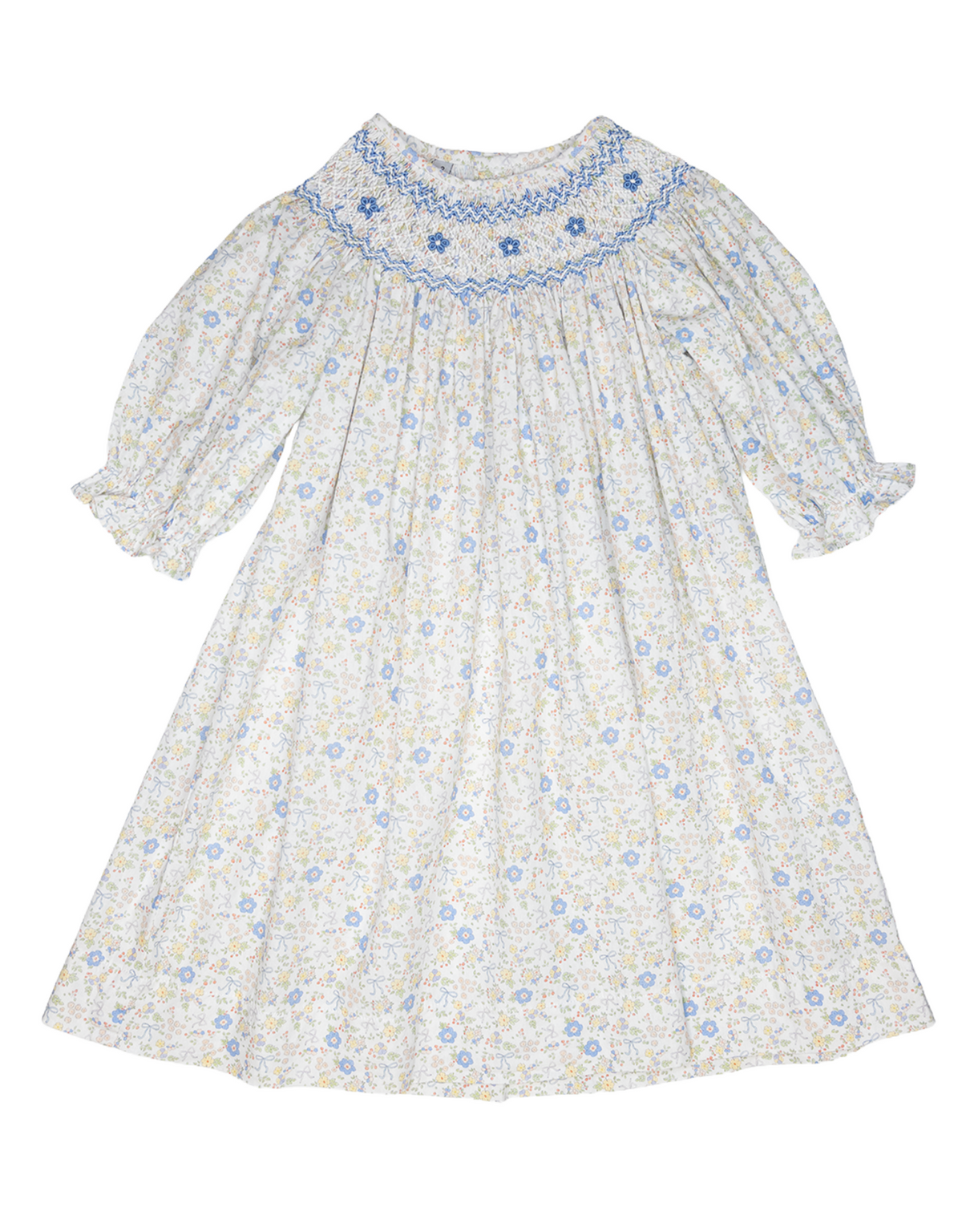 Ashley Blue/Yellow Floral Smocked Dress