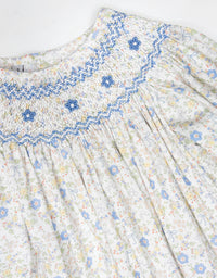 Ashley Blue/Yellow Floral Smocked Dress