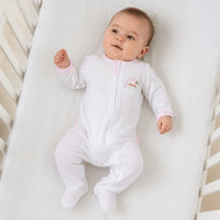 Sweet St Nick Applique Ruffle Zip Footie - Pink